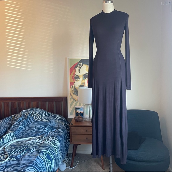 D23 Enza Costa Silk Rib Paneled Flare Dress - Picture 3 of 8